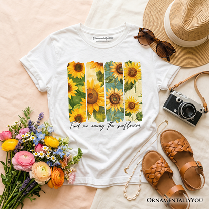 Find Me Among the Sunflowers Kids T-Shirt, Floral Tee for Youth Girls
