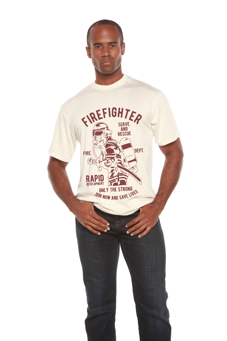 Firefighter Dept Men's Bamboo Viscose/Organic Cotton Short Sleeve Graphic T-Shirt - Shaketea