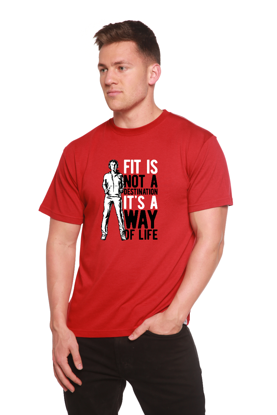 Fit is not a destination Men's Bamboo Viscose/Organic Cotton Short Sleeve Graphic T-Shirt - Shaketea