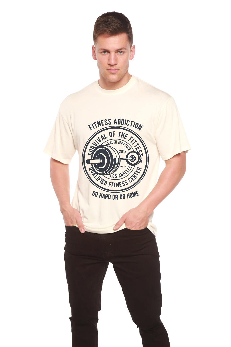 Fitness Addiction Men's Bamboo Viscose/Organic Cotton Short Sleeve Graphic T-Shirt - Shaketea