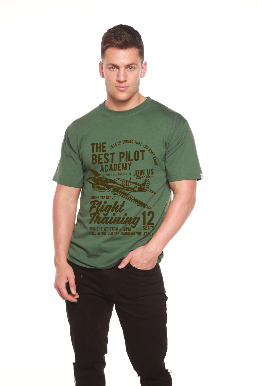 Flight Training Men's Bamboo Viscose/Organic Cotton Short Sleeve Graphic T-Shirt - Shaketea