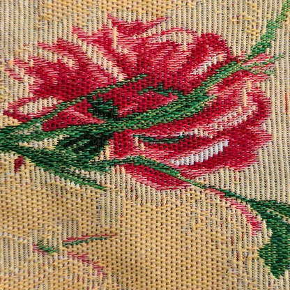 Tache Golden Woven Tapestry Table Runner - Red Roses & Hummingbirds (18115)