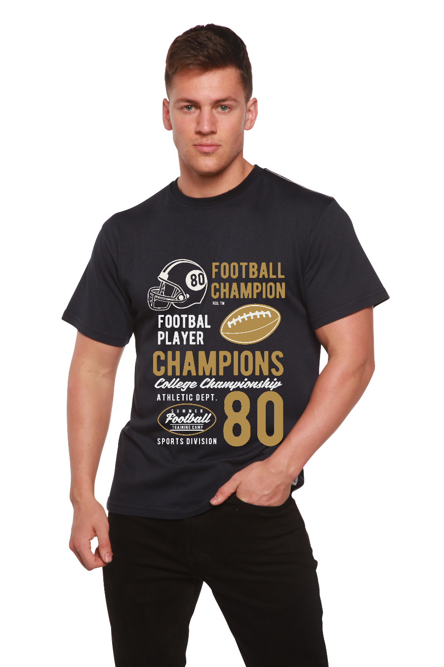 Football Champions Men's Bamboo Viscose/Organic Cotton Short Sleeve Graphic T-Shirt - Shaketea