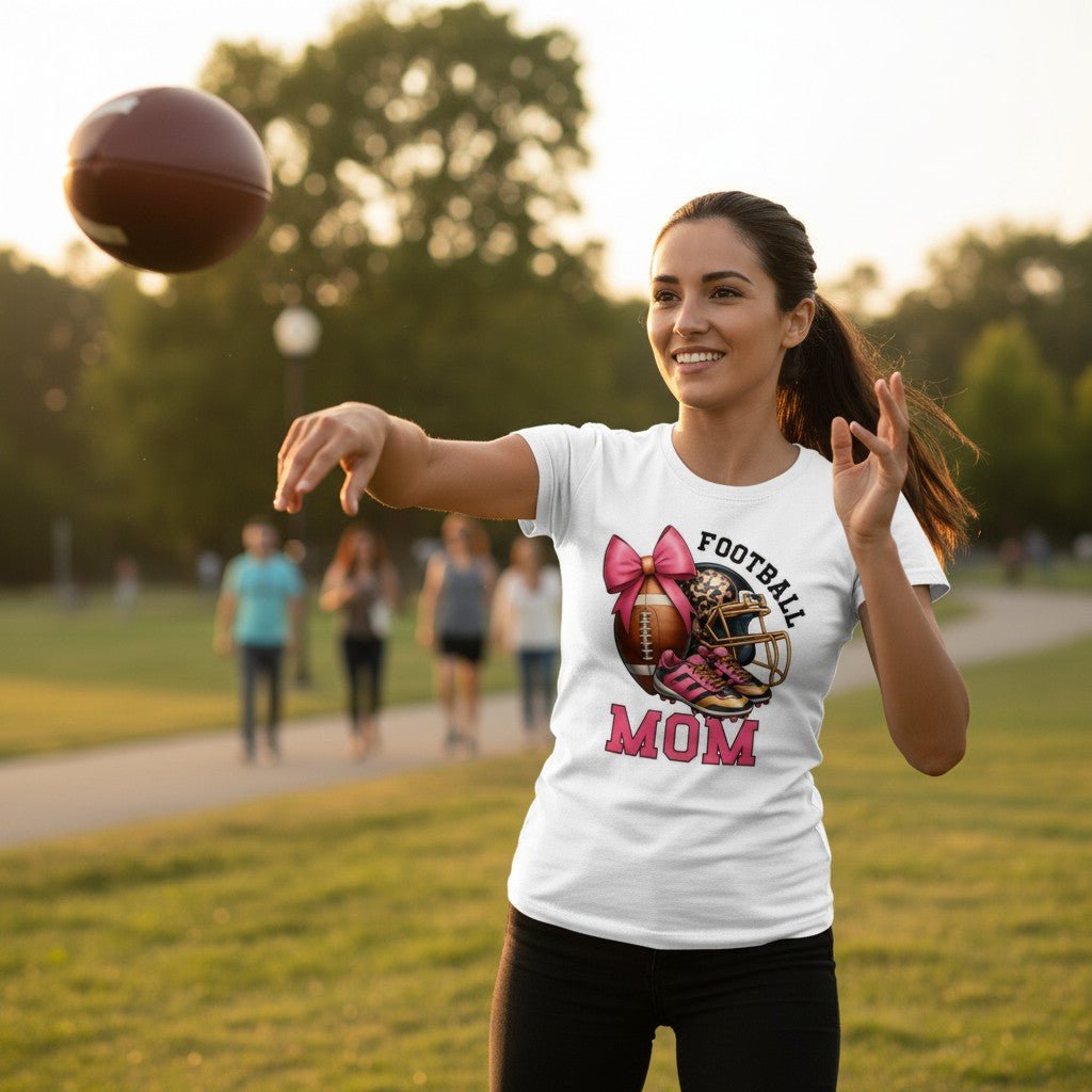 Football Mom T-Shirt 100% Ring - Spun Cotton Game Day Graphic Tee