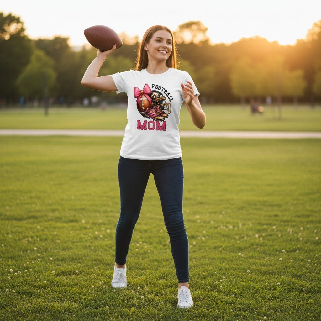 Football Mom T-Shirt 100% Ring - Spun Cotton Game Day Graphic Tee