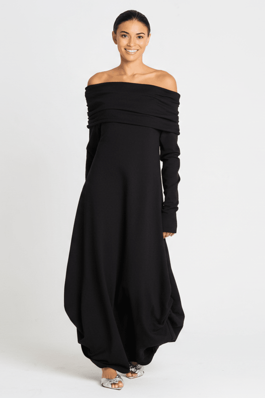 French Terry Curtain Dress - Black