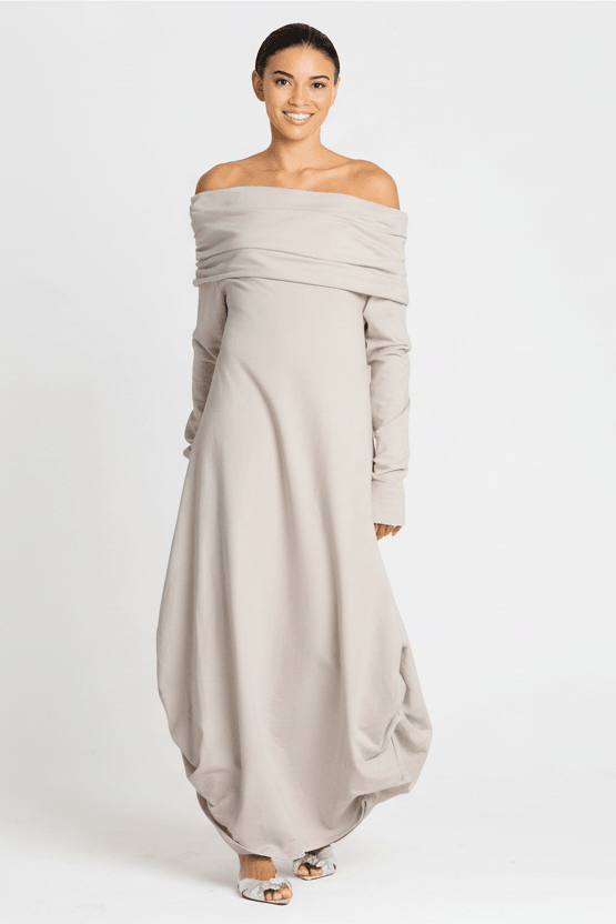 French Terry Curtain Dress - Putty