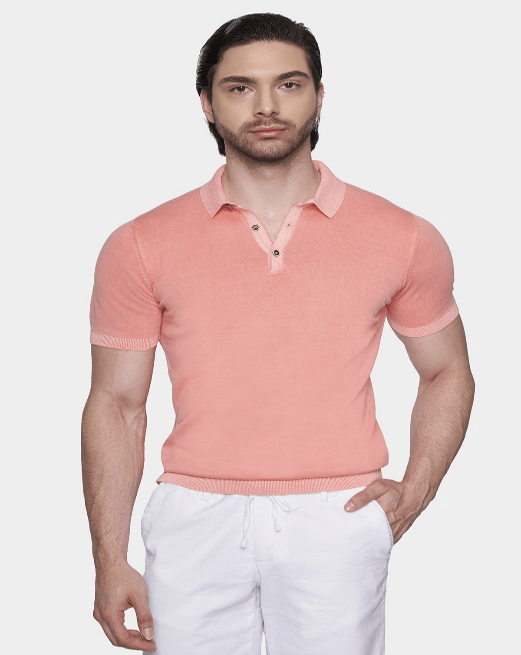 The Mercerized Cotton Polo (Salmon Orange) - Shaketea