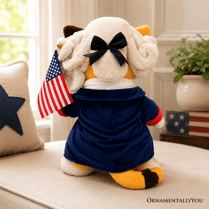 George Washington Cat Stuffed Animal, Funny 4th of July Plush Gift