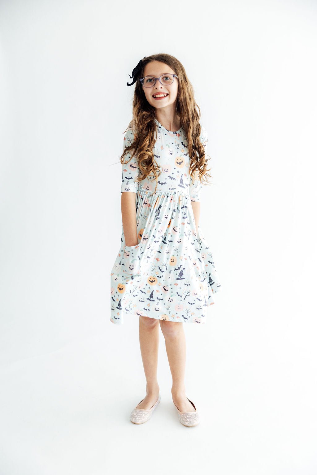 Ghouls Rule 3/4 Sleeve Pocket Twirl Dress
