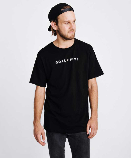 Goal Five Men's Black Cotton T-Shirt