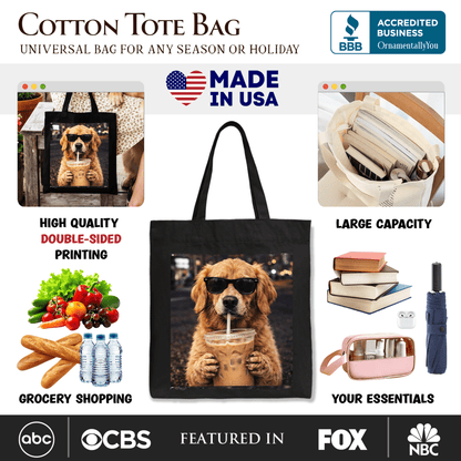 Golden Retriever Iced Coffee Tote Bag, Funny Dog Parents Gift Shopper