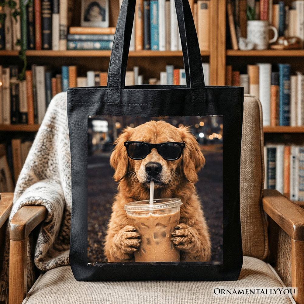Golden Retriever Iced Coffee Tote Bag, Funny Dog Parents Gift Shopper