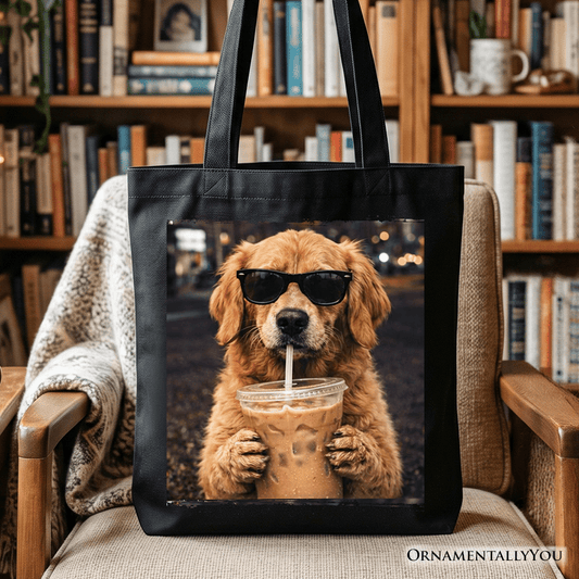 Golden Retriever Iced Coffee Tote Bag, Funny Dog Parents Gift Shopper