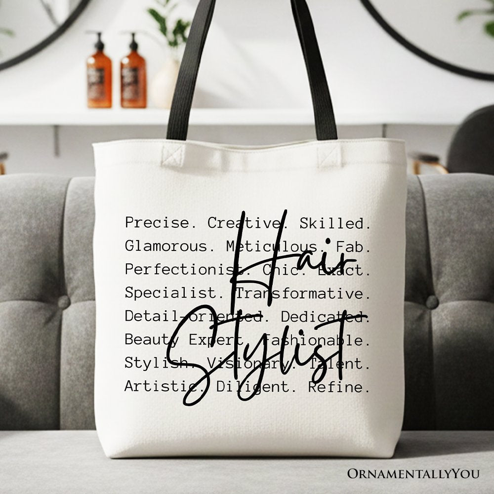 Hair Stylist Definition Canvas Tote Bag, Beauty Salon Appreciation Words Gift Shopper