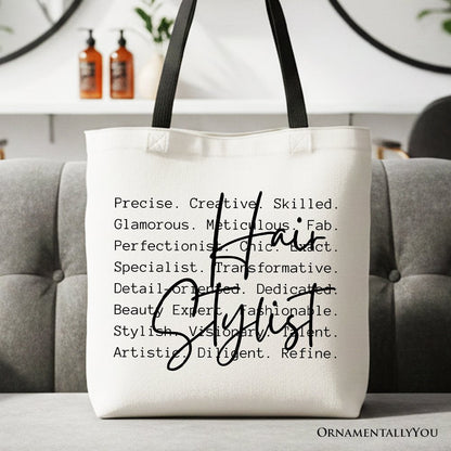Hair Stylist Definition Canvas Tote Bag, Beauty Salon Appreciation Words Gift Shopper