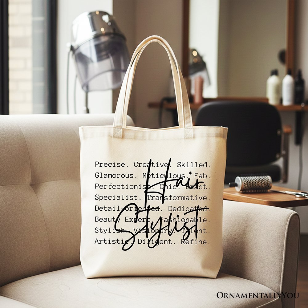 Hair Stylist Definition Canvas Tote Bag, Beauty Salon Appreciation Words Gift Shopper