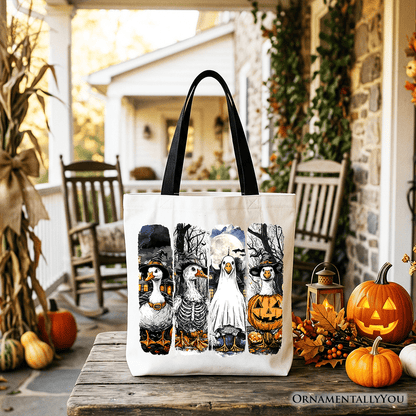 Halloween Goose in Costume Tote Bag, Spooky Fall Geese Gift Shopper for Bird Enjoyers