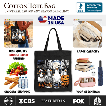 Halloween Goose in Costume Tote Bag, Spooky Fall Geese Gift Shopper for Bird Enjoyers