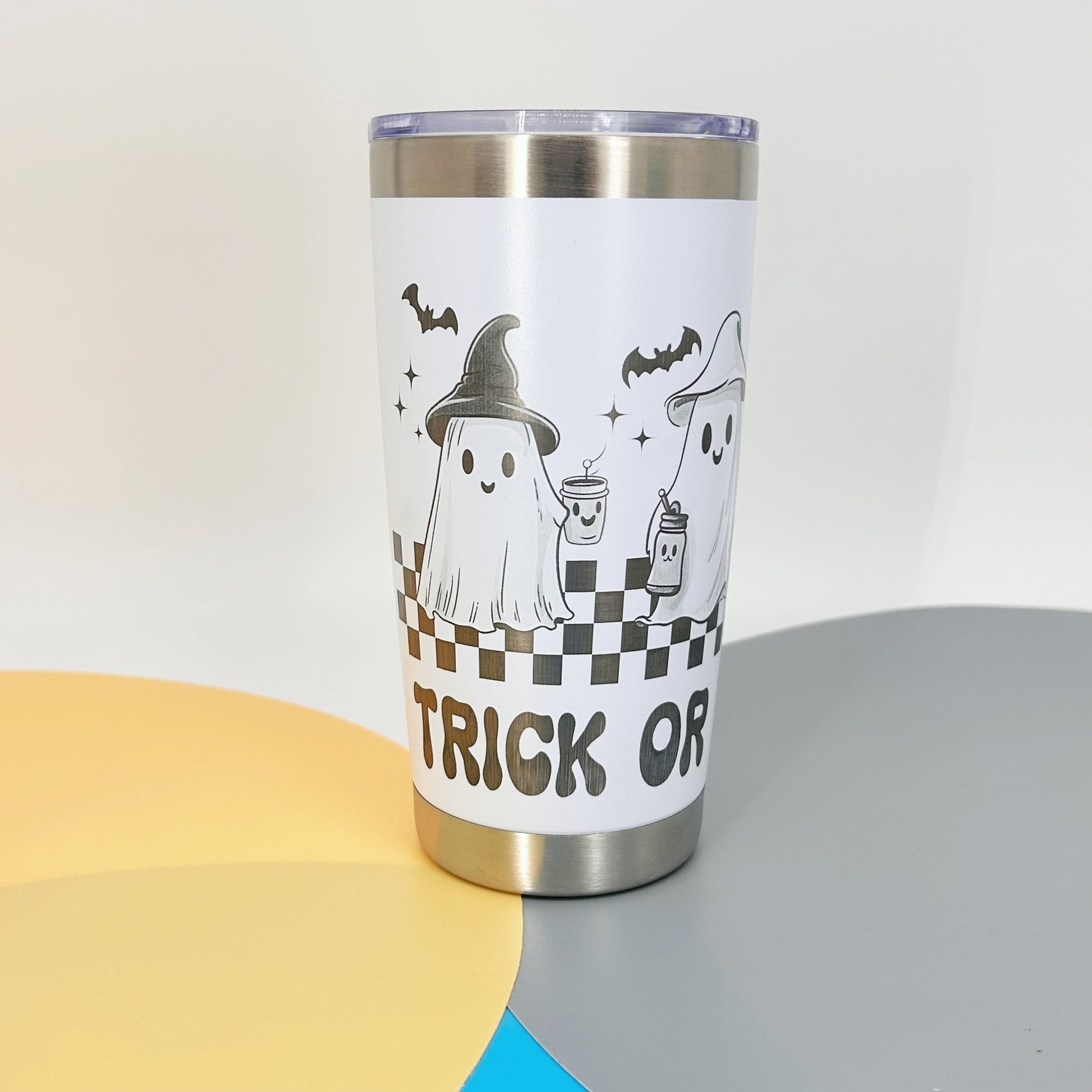 Halloween Tumbler with Straw, 20oz Stainless Steel Insulated Bottle, Spooky Pumpkin Horror Theme, Gift Box