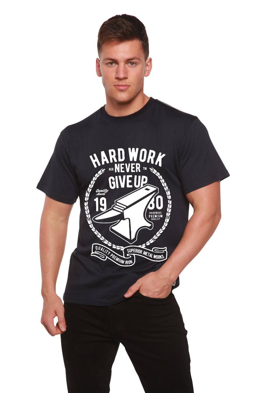 Hard Work Anvil Men's Bamboo Viscose/Organic Cotton Short Sleeve Graphic T-Shirt - Shaketea
