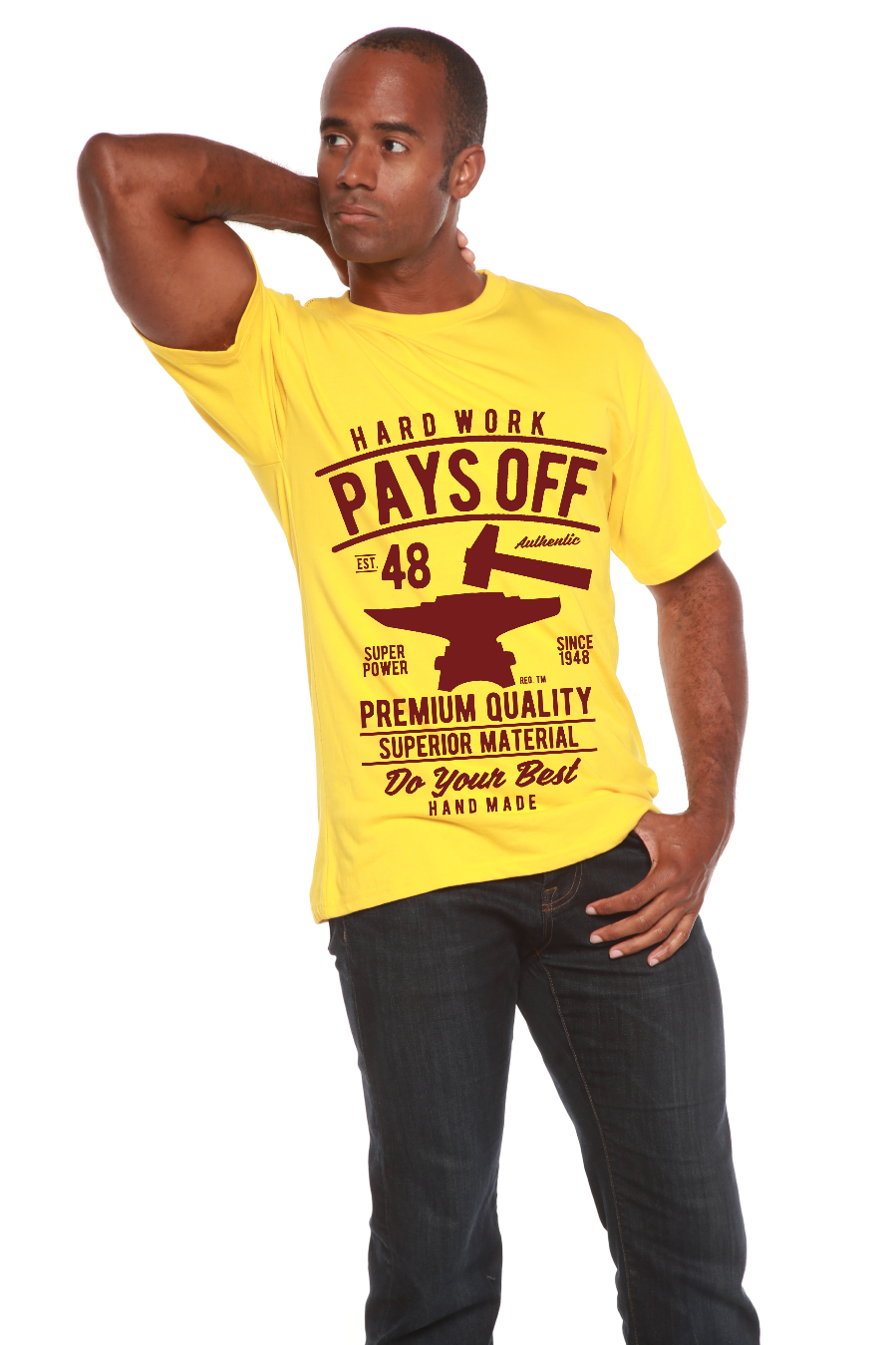 Hard Work Pays Men's Bamboo Viscose/Organic Cotton Short Sleeve Graphic T-Shirt - Shaketea