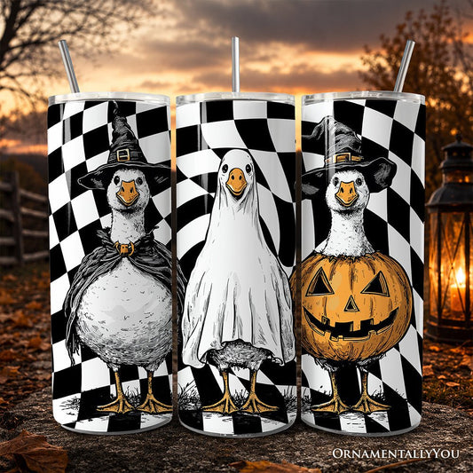 Haunting Honkers Goose 20oz Personalized Tumbler With Lid and Stainless Steel Straw, Funny Halloween Costumes Gift Cup