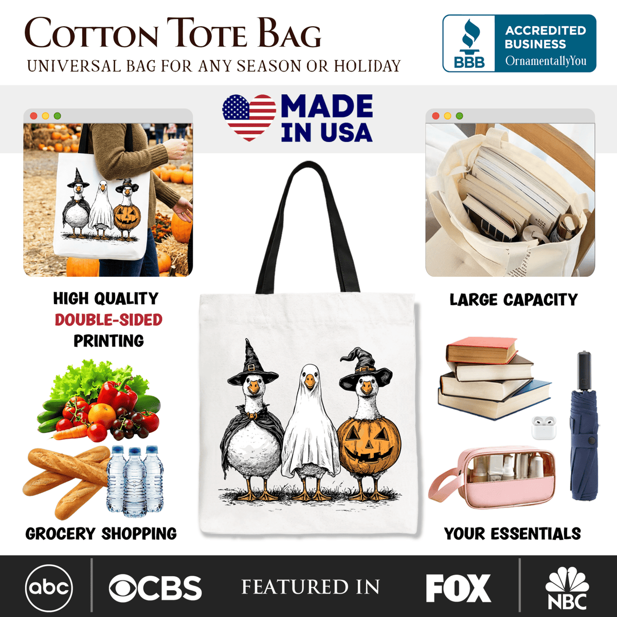 Haunting Honkers Goose Tote Bag, Funny Halloween Costumes Gift Shopper