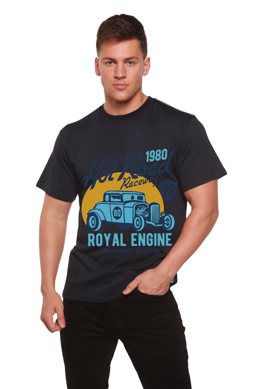 Heavy Hot Road Men's Bamboo Viscose/Organic Cotton Short Sleeve Graphic T-Shirt - Shaketea