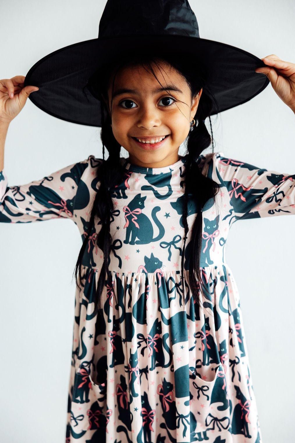 Hocus Purr-cus 3/4 Sleeve Pocket Twirl Dress