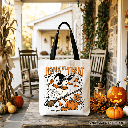 Honk or Treat Goose Tote Bag, Hilarious Halloween Gift Shopper for Silly Bird Enthusiasts