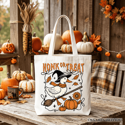 Honk or Treat Goose Tote Bag, Hilarious Halloween Gift Shopper for Silly Bird Enthusiasts