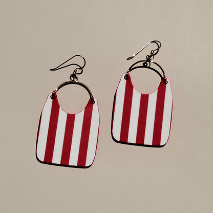Hoosier Stripe Charlie Leather Statement Earrings