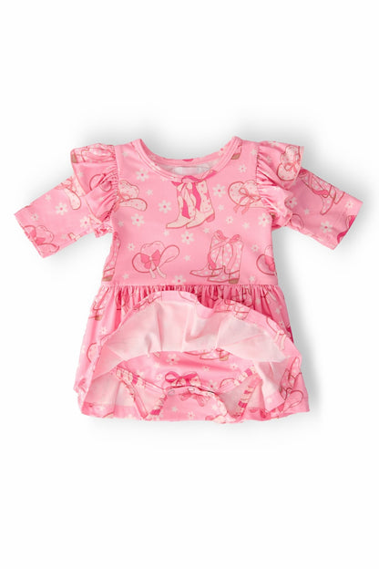 Howdy 3/4 Sleeve Flutter Twirl Bodysuit