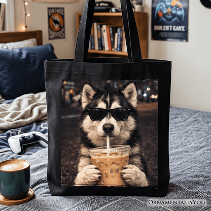 Husky Iced Coffee Tote Bag, Funny Dog Parents Gift Shopper
