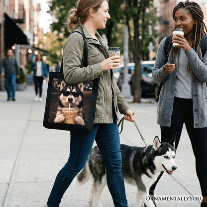 Husky Iced Coffee Tote Bag, Funny Dog Parents Gift Shopper