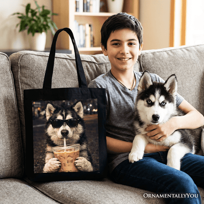 Husky Iced Coffee Tote Bag, Funny Dog Parents Gift Shopper