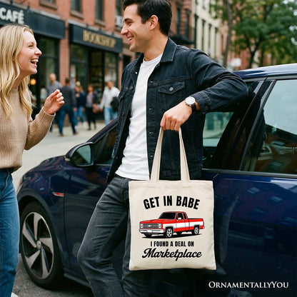 I Found A Deal On Marketplace Tote Bag, Funny Red Truck Gift Shopper