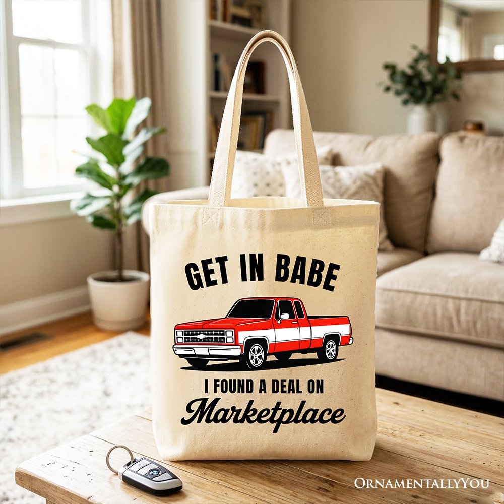 I Found A Deal On Marketplace Tote Bag, Funny Red Truck Gift Shopper