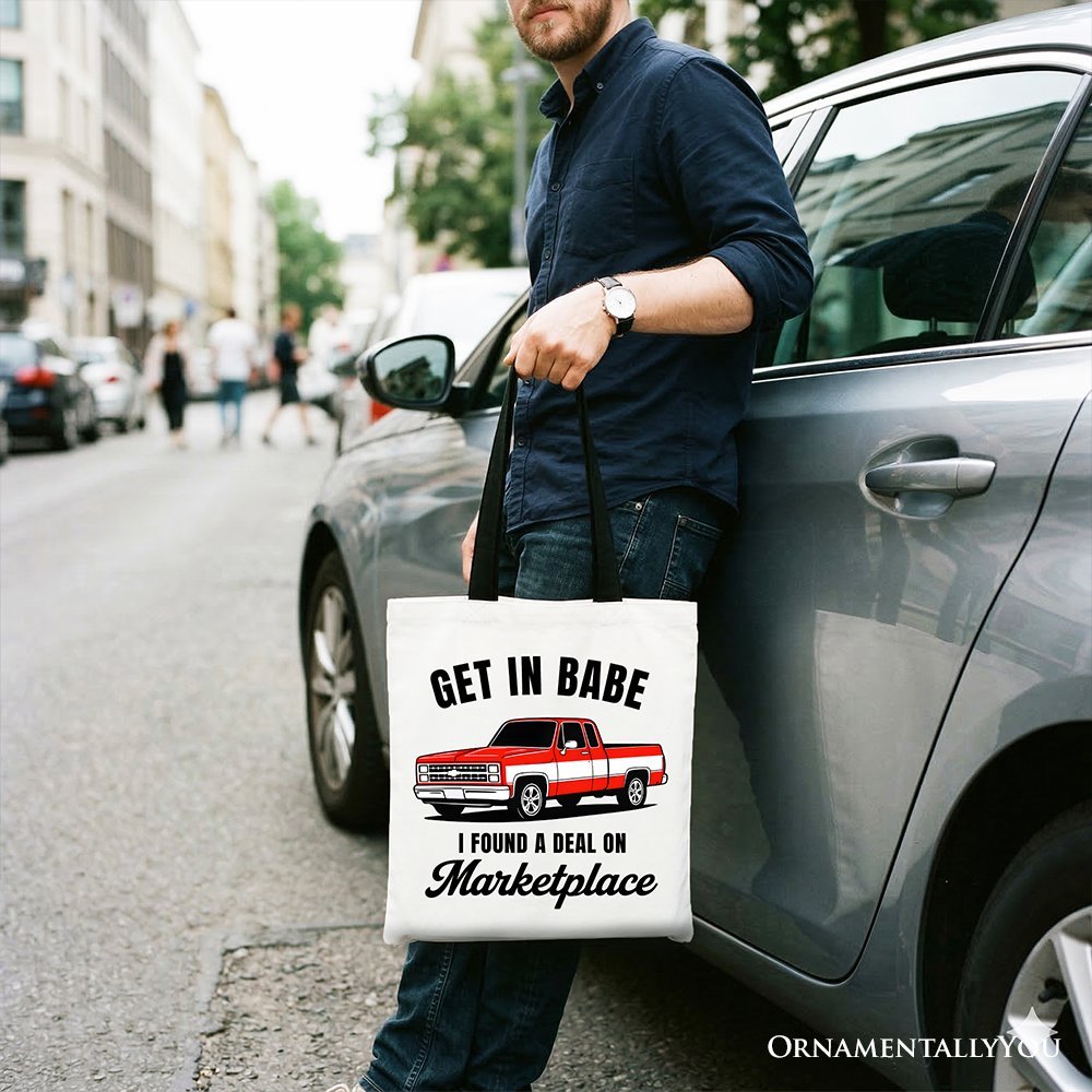 I Found A Deal On Marketplace Tote Bag, Funny Red Truck Gift Shopper