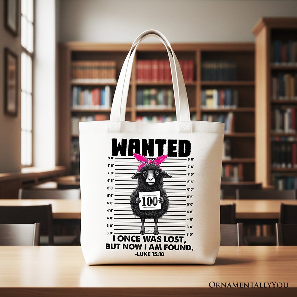 I Once Was Lost But Now I Am Found Luke 15:10 Christian Tote Bag, Wanted Black Sheep Gift Shopper