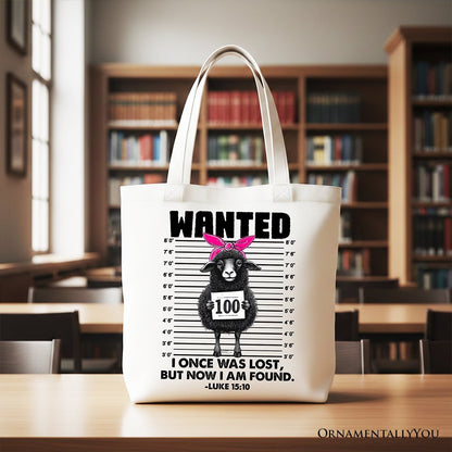 I Once Was Lost But Now I Am Found Luke 15:10 Christian Tote Bag, Wanted Black Sheep Gift Shopper
