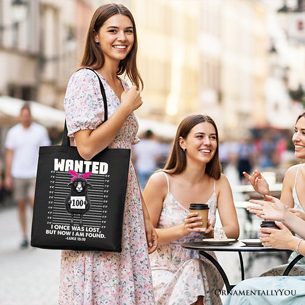 I Once Was Lost But Now I Am Found Luke 15:10 Christian Tote Bag, Wanted Black Sheep Gift Shopper