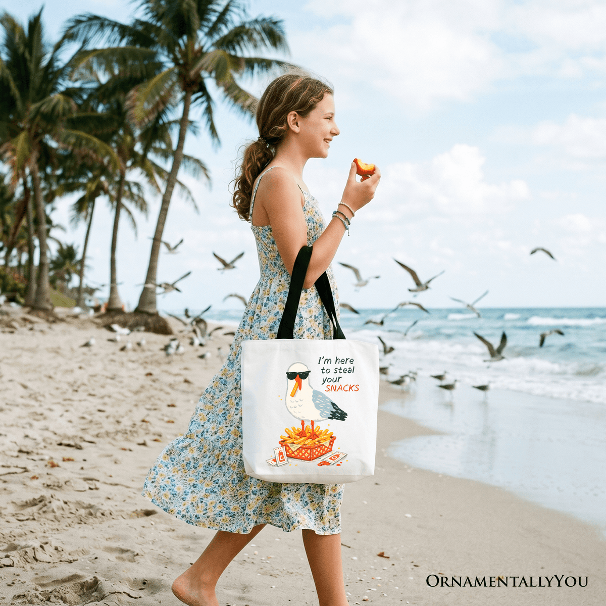 I'm Here To Steal Your Snacks Seagull Tote Bag, Funny Summer Beach Gift Shopper