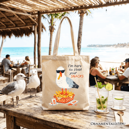 I'm Here To Steal Your Snacks Seagull Tote Bag, Funny Summer Beach Gift Shopper