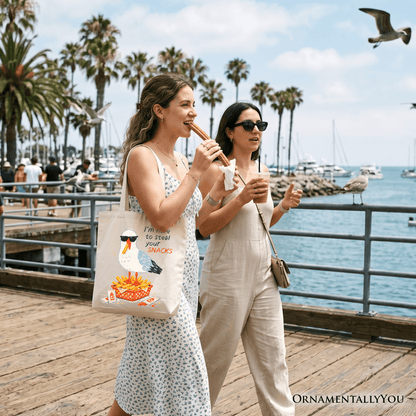 I'm Here To Steal Your Snacks Seagull Tote Bag, Funny Summer Beach Gift Shopper