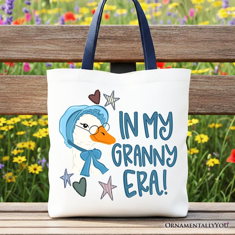 In My Granny Era Goose Tote Bag, Funny Grandma Doodle Gift Shopper