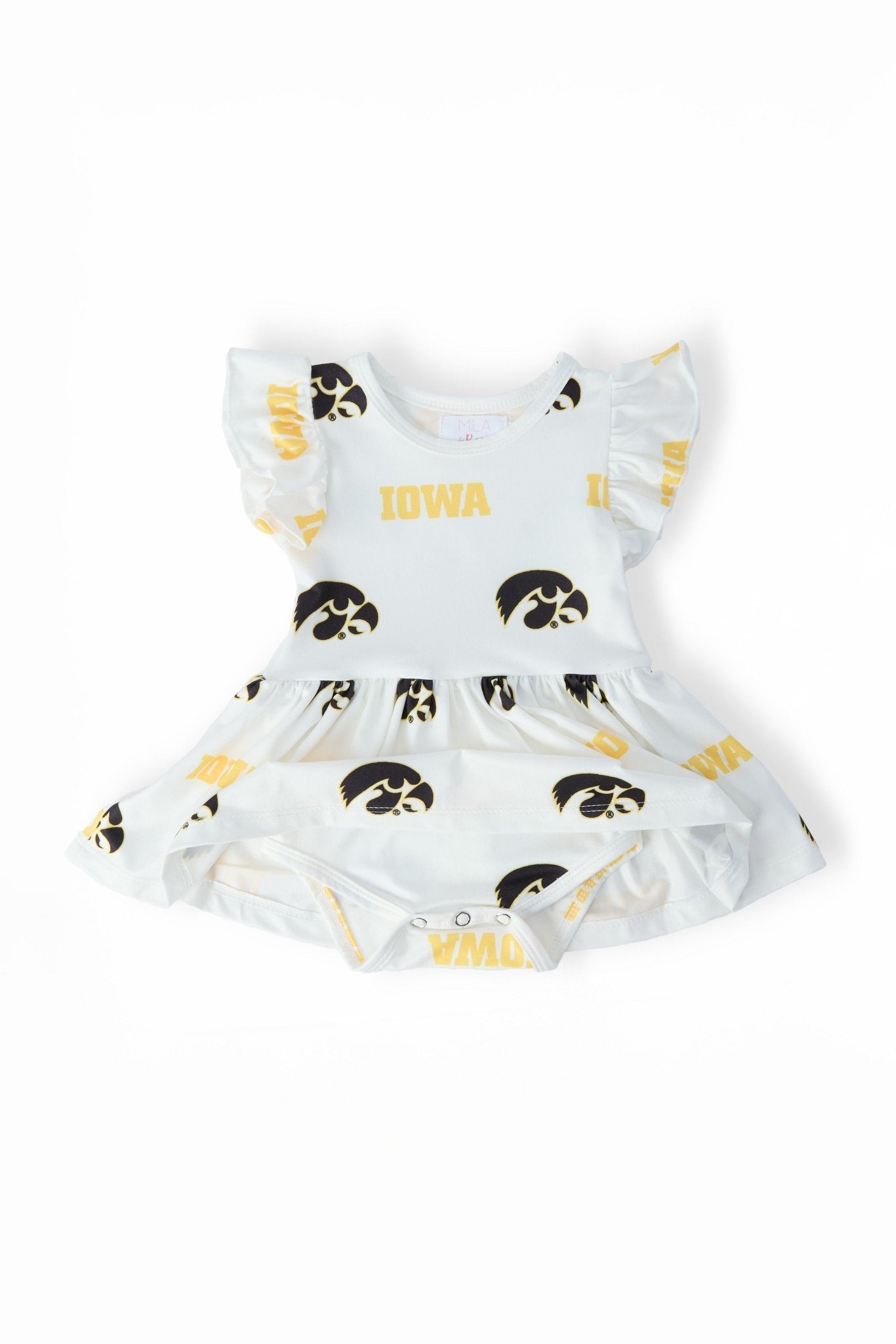 Iowa White Tigerhawk S/S Flutter Twirl Bodysuit