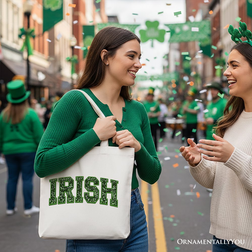 Irish Sequin Imitation Canvas Tote Bag, Festive St Patricks Day Gift Bag