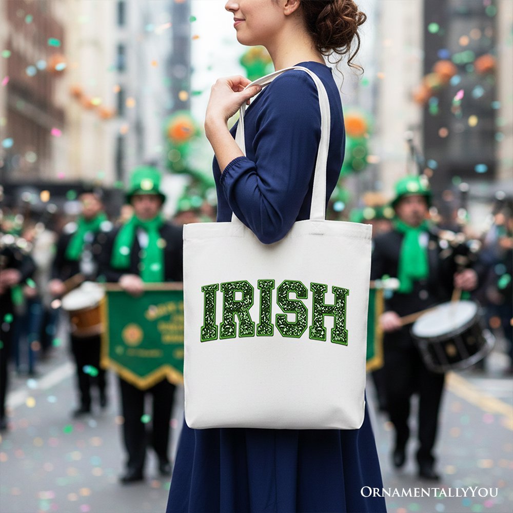 Irish Sequin Imitation Canvas Tote Bag, Festive St Patricks Day Gift Bag